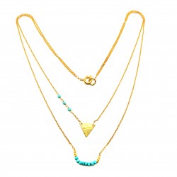 925 Sterling Silver Gold Plated Turquoise Gemstone Pendant Necklaces- A1N-462