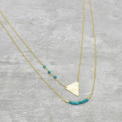Brass Gold Plated Turquoise Gemstone Pendant Necklaces- A1N-462