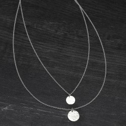 Brass Silver Plated Metal Disc Chain Necklaces- A1N-463