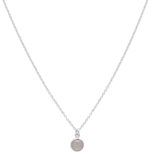 Brass Silver Plated Rose Quartz Gemstone Pendant Necklaces- A1N-4630