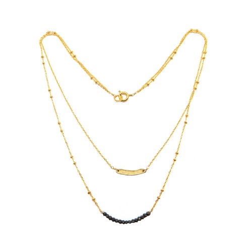 Brass Gold Plated Pyrite Gemstone Chain Necklaces- A1N-468