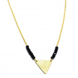 Brass Gold Plated Black Onyx Gemstone Pendant Necklaces- A1N-4777
