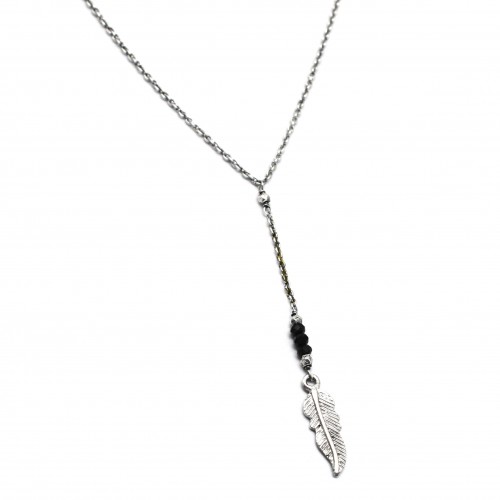 Brass Oxidized Plated Black Onyx Gemstone Pendant Necklaces- A1N-4778