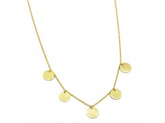 925 Sterling Silver Gold Plated Metal Disc Necklaces- A1N-487