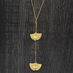 Brass Gold Plated Metal Leaf Pendant Necklaces- A1N-4958
