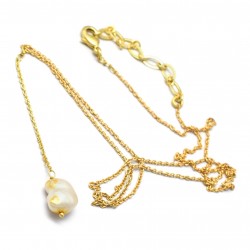 Brass Gold Plated Pearl Gemstone Pendant Necklaces- A1N-5131