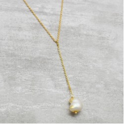 Brass Gold Plated Pearl Gemstone Pendant Necklaces- A1N-5131