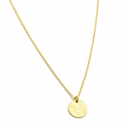 Brass Gold Plated Round Hammered Metal Disc Pendant Necklaces- A1N-5135