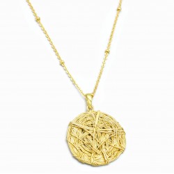 Brass Gold Plated Metal With Ball Chain Necklaces- A1N-5143