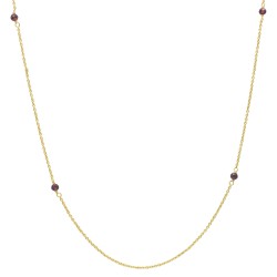 Brass Gold Plated Garnet Gemstone Chain Necklaces- A1N-5147