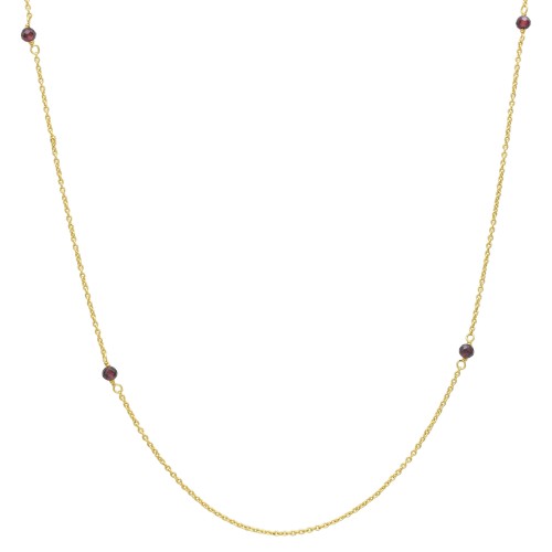Brass Gold Plated Garnet Gemstone Beaded Necklaces- A1N-5147
