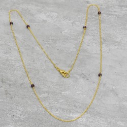 Brass Gold Plated Garnet Gemstone Beaded Necklaces- A1N-5147
