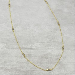 925 Sterling Silver Gold Plated Labradorite Gemstone With Metal Beads Chain Necklaces- A1N-5149