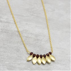925 Sterling Silver Gold Plated Garnet Gemstone Necklaces- A1N-5216