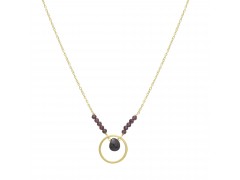 925 Sterling Silver Gold Plated Garnet Gemstone Pendant Necklaces- A1N-5256