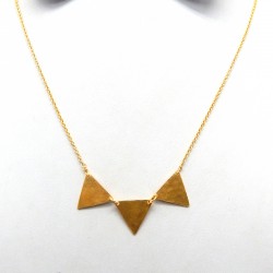 Brass Gold Plated Triangle Disc Pendant Necklaces- A1N-541