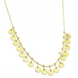 Brass Gold Plated Round Metal Disc Chain Necklaces- A1N-5500