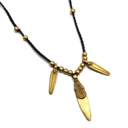 Brass Gold Plated Metal Findings With Black Thread Necklaces- A1N-553