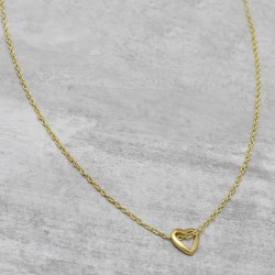 925 Sterling Silver Gold Plated Heart Shape Metal Pendant Necklaces- A1N-5552