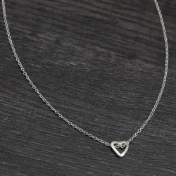 Brass Silver Plated Heart Metal Pendant Necklaces- A1N-5552