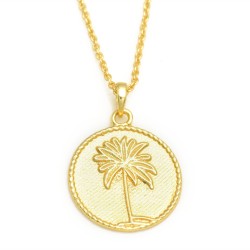 Brass Gold Plated Tree Charm Pendant Necklace- A1N-5880