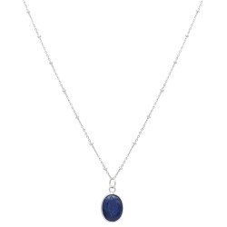 925 Sterling Silver Silver Plated Blue Sapphire Gemstone Pendant Necklaces- A1N-5903