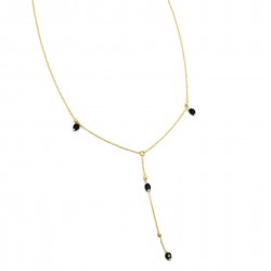 Brass Gold Plated Black Onyx Gemstone Necklaces- A1N-5910