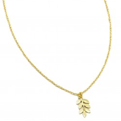Brass Gold Plated Metal Leaf Pendant With Chain Necklaces- A1N-5929