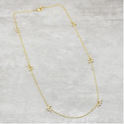 Brass Gold Plated Pearl Gemstone Chain Necklaces- A1N-5933