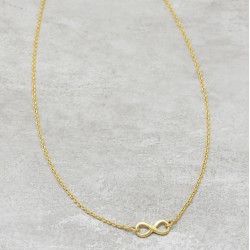 Brass Gold Plated Infinity Metal Pendant With Chain Necklaces- A1N-5938