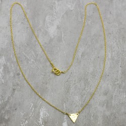 Brass Gold Plated Hammered Triangle Pendant Necklaces- A1N-5941