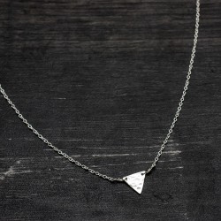 925 Sterling Silver Plated Hammered Triangle Metal Pendant Necklaces- A1N-5941