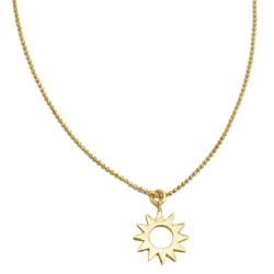 Brass Gold Plated Sun Pendant With Chain Necklaces- A1N-5968