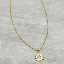Brass Gold Plated Sun Pendant With Chain Necklaces- A1N-5968