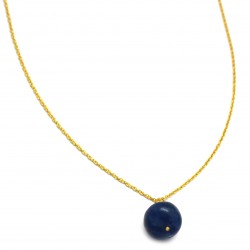 Brass Gold Plated Sodalite Gemstone Pendant Necklaces- A1N-6050
