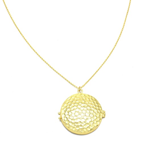 Brass Gold Plated Metal Open Disc Frame Pendant Necklaces- A1N-6138