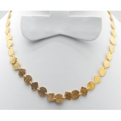 Brass Gold Plated Hammered Metal Round Triangle Disc Necklaces- A1N-6139