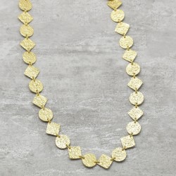 Brass Gold Plated Hammered Metal Round Triangle Disc Necklaces- A1N-6139