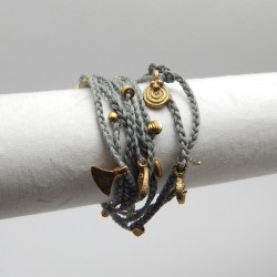 Brass Grey Thread Labradorite Gemstone With Metal Beads Necklaces- A1N-676