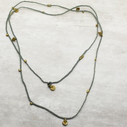 Brass Gold Plated Metal Findings With Grey Thread Necklaces- A1N-676