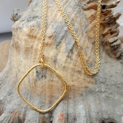 Brass Gold Plated Hammered Metal Pendant Necklaces- A1N-699