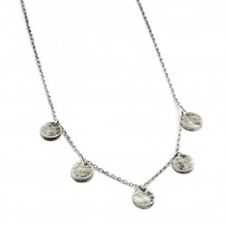 Brass Silver Oxidized Plated Hammered metal Disc Pendant Necklaces- A1N-722