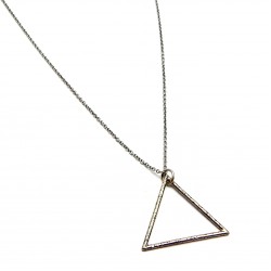 Brass Oxidized, Black Rhodium Plated Hammered Triangle Metal Pendant Necklaces- A1N-725
