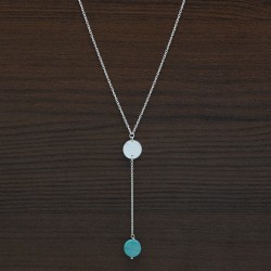 925 Sterling Silver Silver Plated Turquoise Gemstone Pendant Necklaces- A1N-783