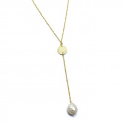 Brass Gold Plated Pearl Gemstone Pendant Necklaces- A1N-783