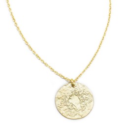 Brass Gold Plated Round Hammered Big Disc pendant Necklaces- A1N-8061