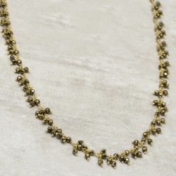 925 Sterling Silver Gold Plated Pyrite Gemstone Necklaces- A1N-808