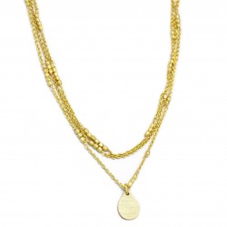 Brass Gold Plated Hand-Cut Metal Beads Pendant Necklaces- A1N-8086