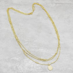 Brass Gold Plated Hand-Cut Metal Beads Pendant Necklaces- A1N-8086