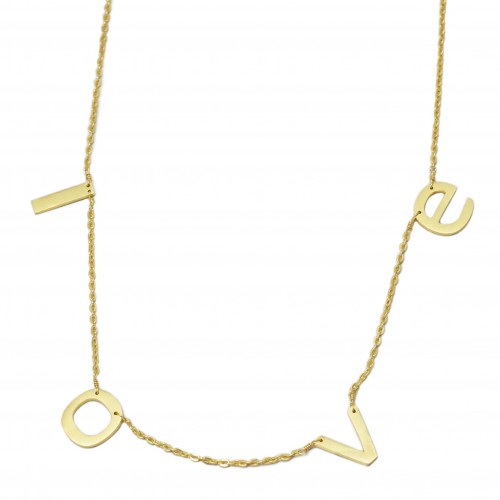 Brass Gold Plated Metal Love Initial Trendy Necklaces- A1N-8106